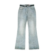 LEOPARD FADE DENIM PRINTED BOOTCUT JEANS apa882w (BLUE)