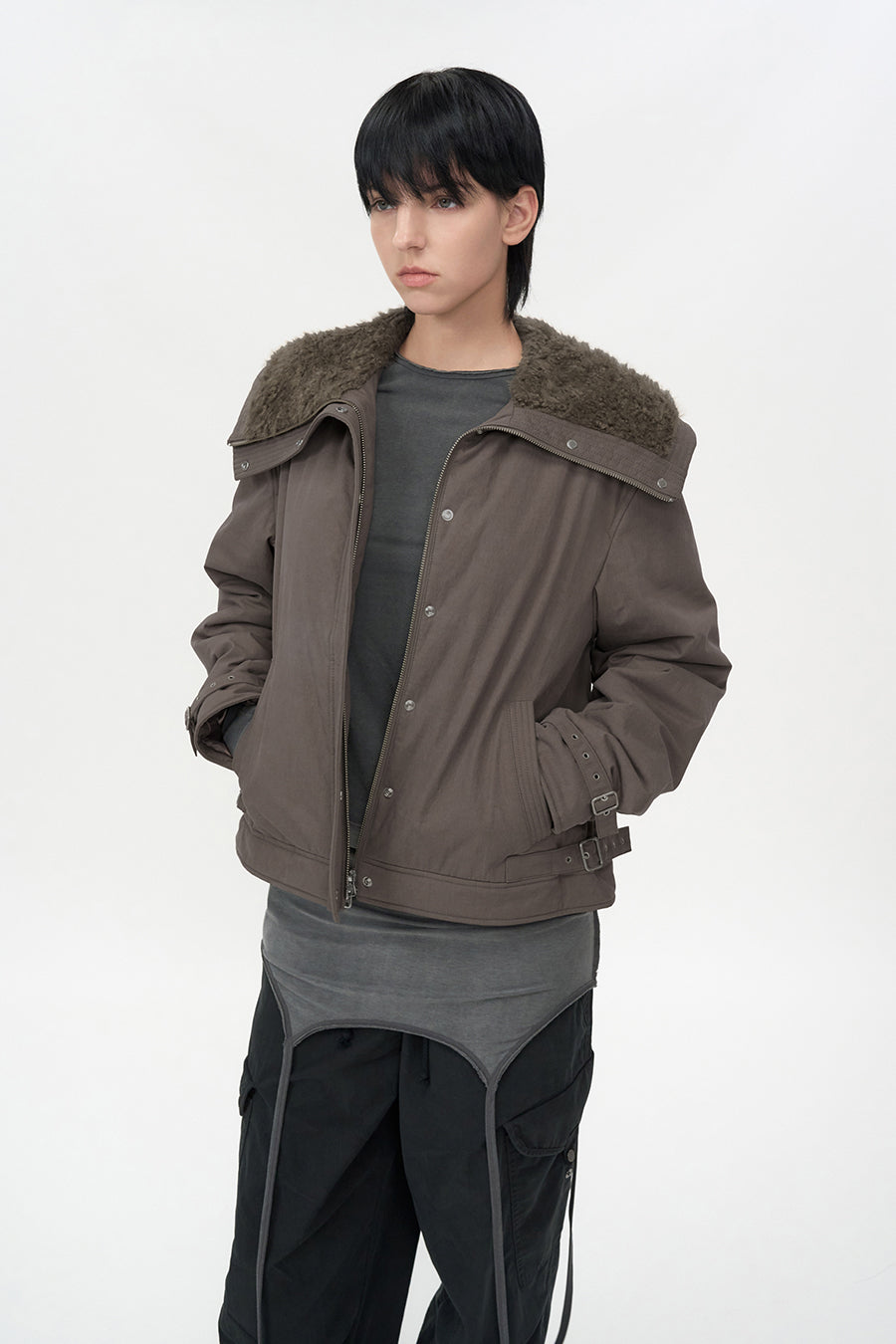 Spread Fur Color Jumper BROWN