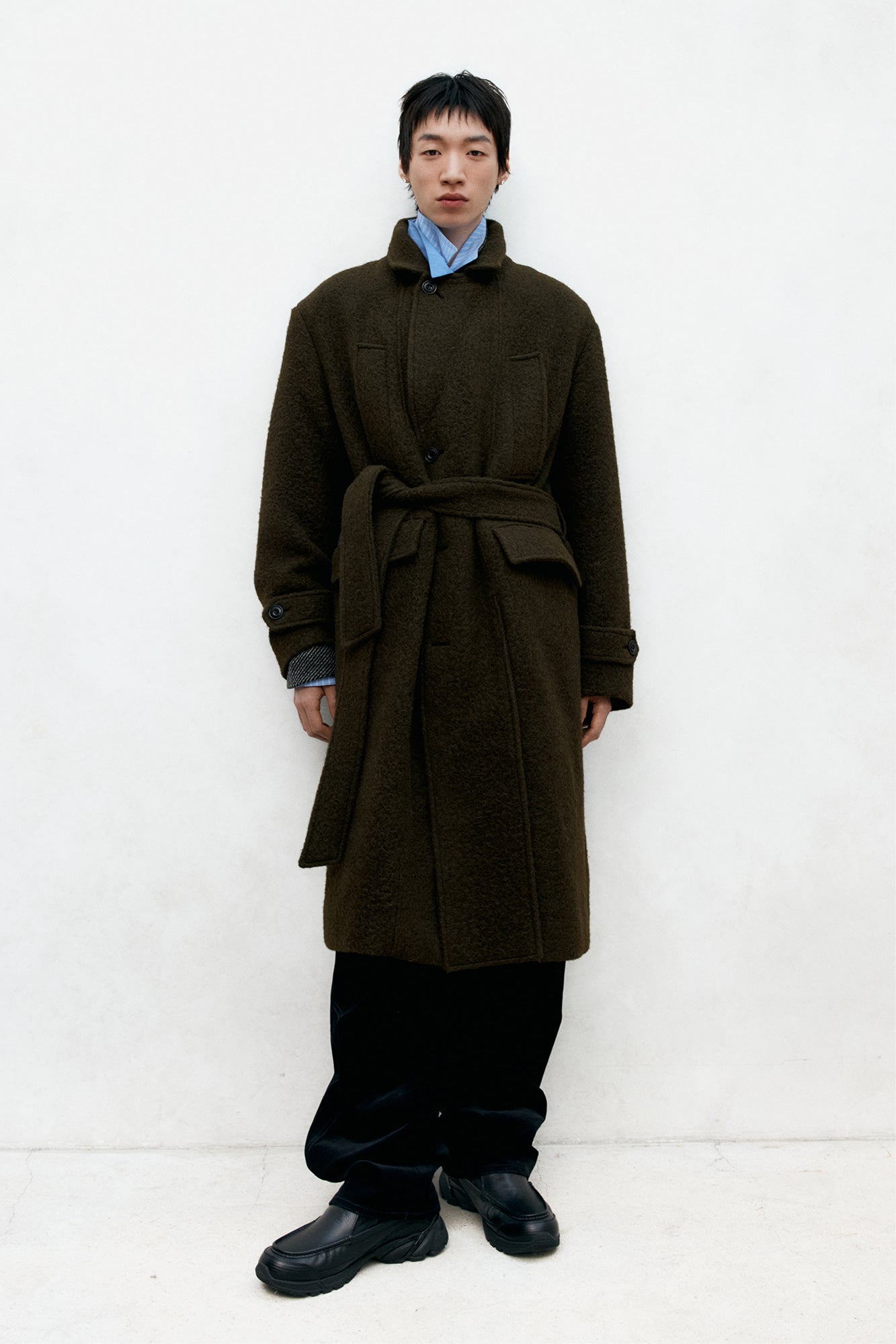 MATTIA SHAGGY WOOL ROBE COAT awa714m (BROWN)