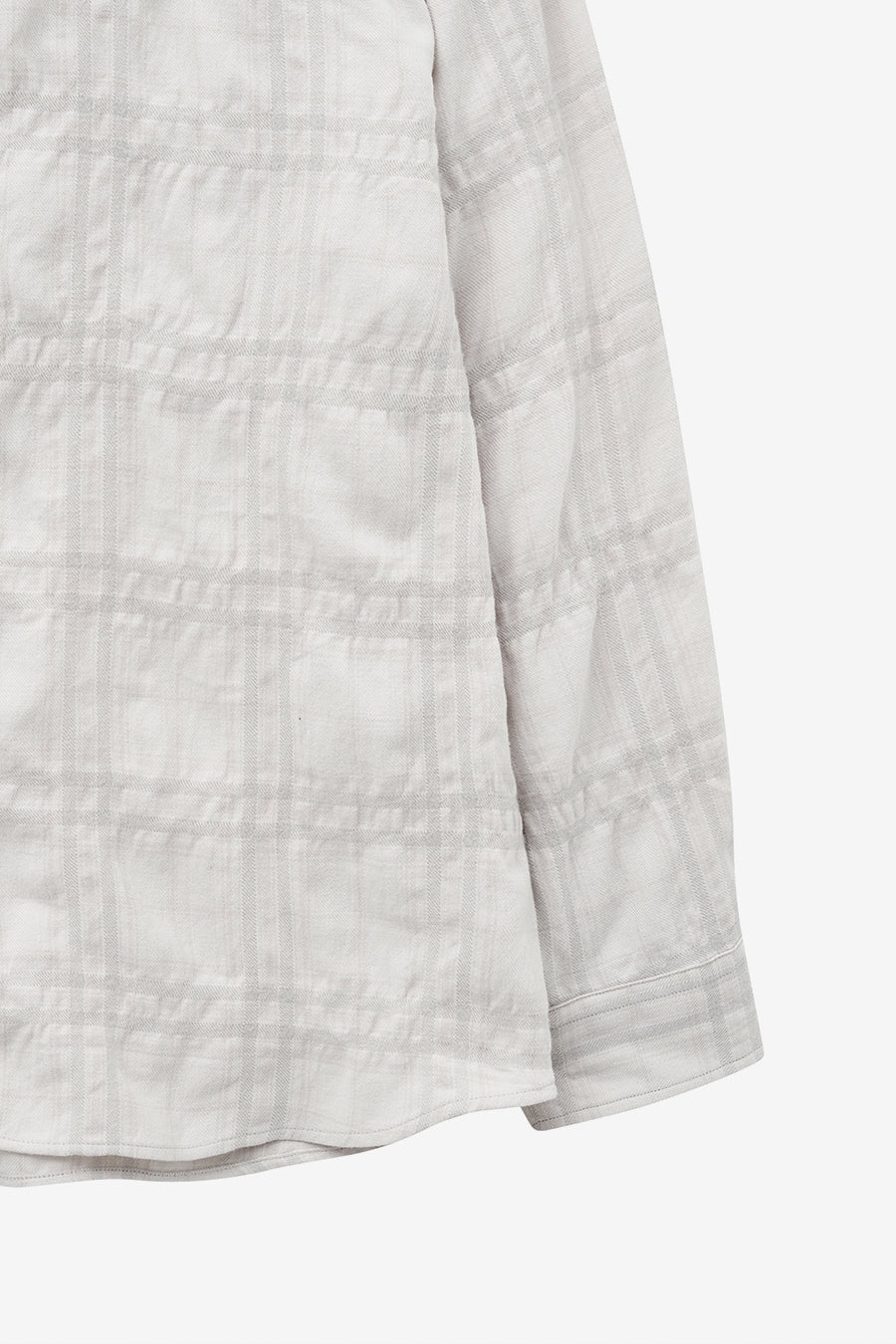 Wool Cotton Wrinkle Check Shirt CREAM