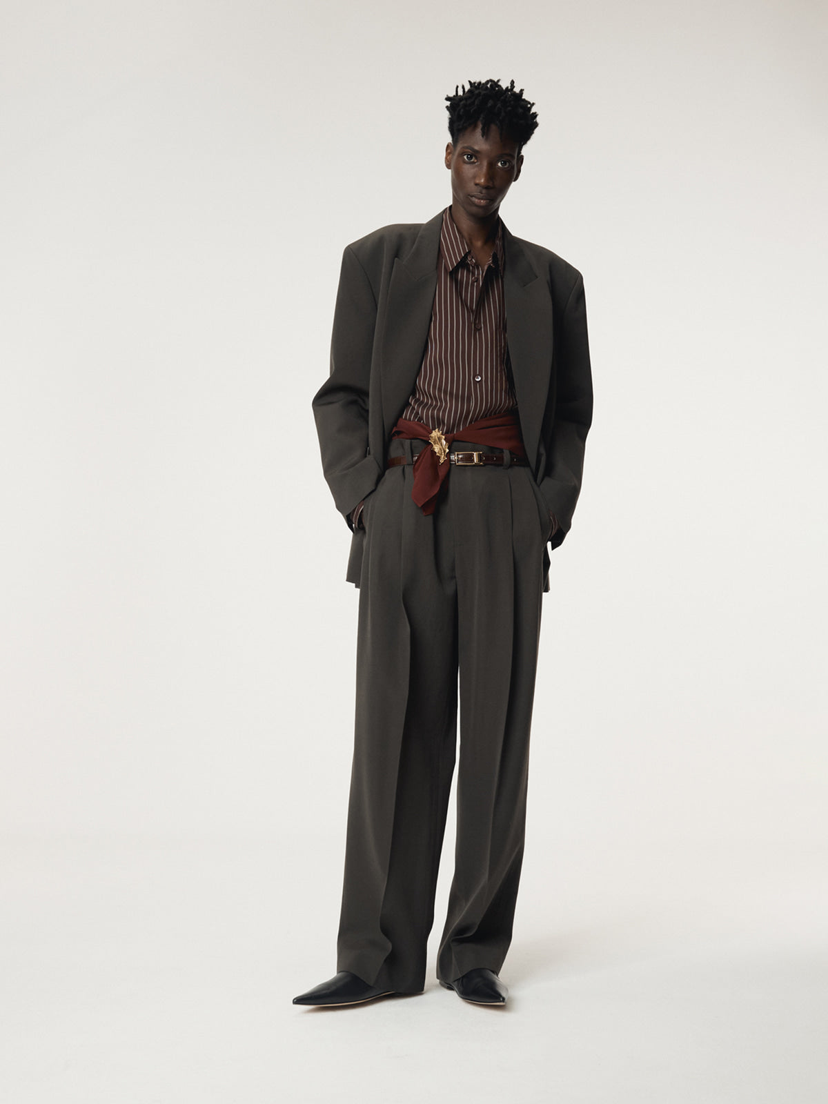 STYRENE DOUBLE BREASTED SUIT JACKET (CHARCOAL GREY)