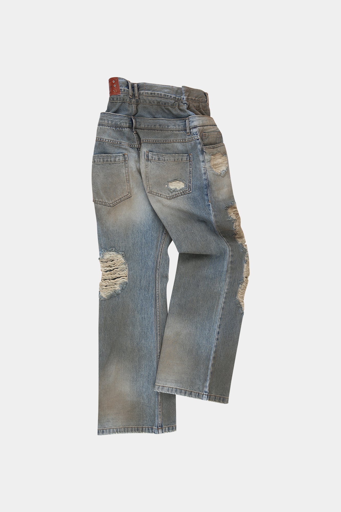 VINTAGE SPRAY DOUBLE WAIST JEANS apa832u (DUSTY BLUE)