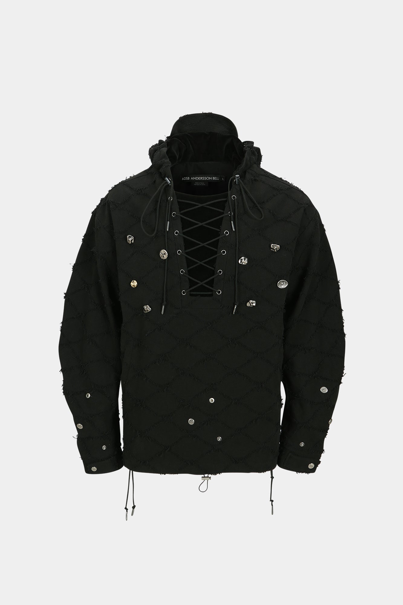 LACE-UP ANORAK HOODIE atb1141m(BLACK)