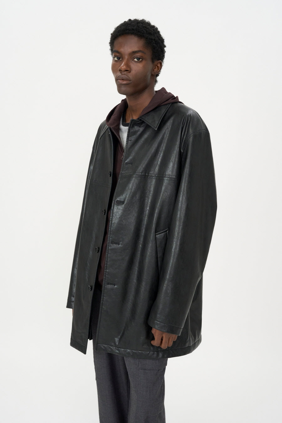 Powe Leather Car Coat BLACK