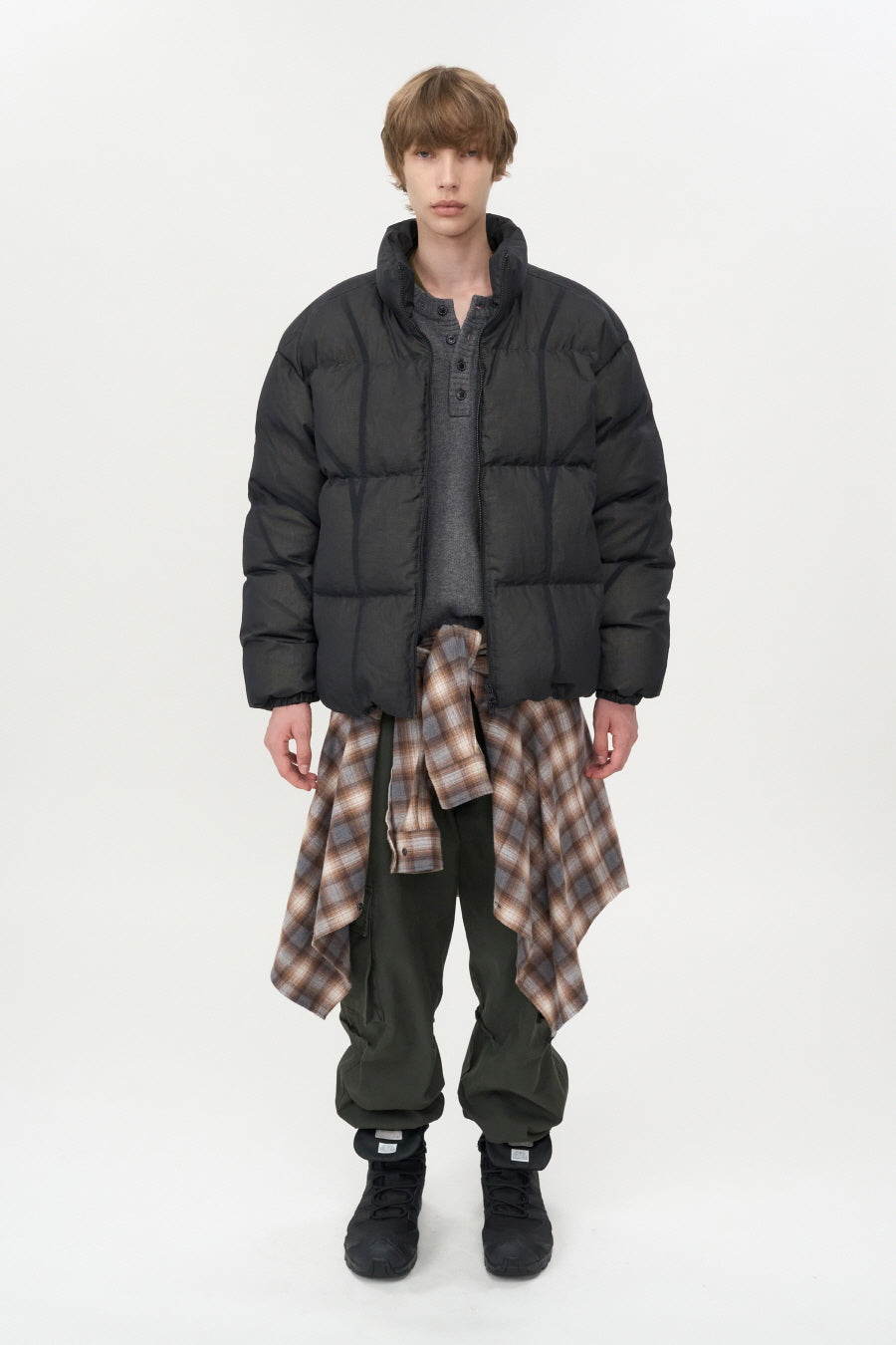 Double layered down jacket BLACK