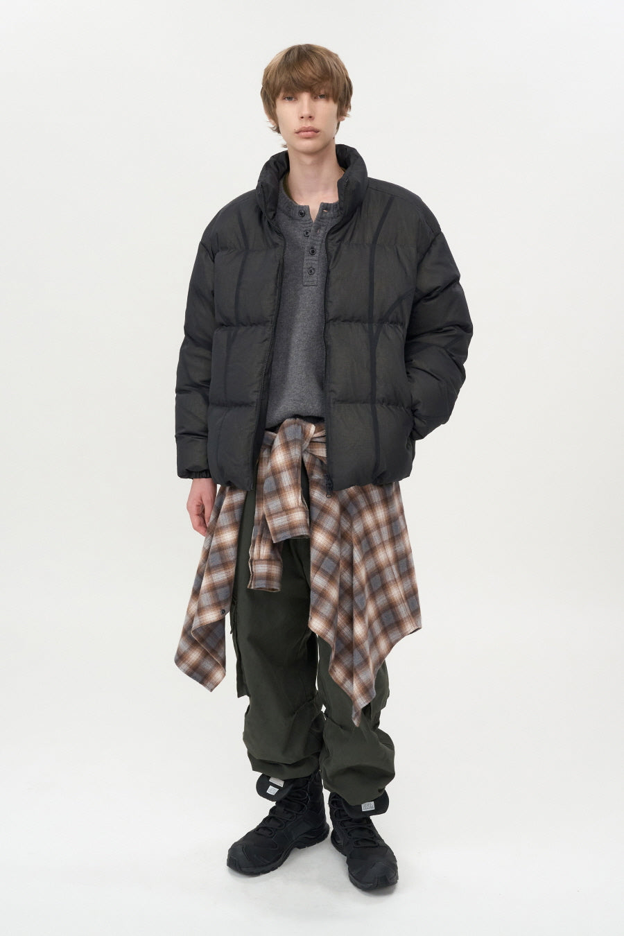 Double layered down jacket BLACK