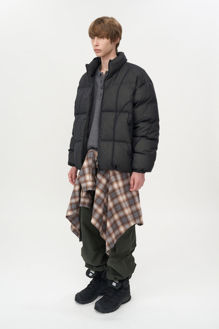 Double layered down jacket BLACK