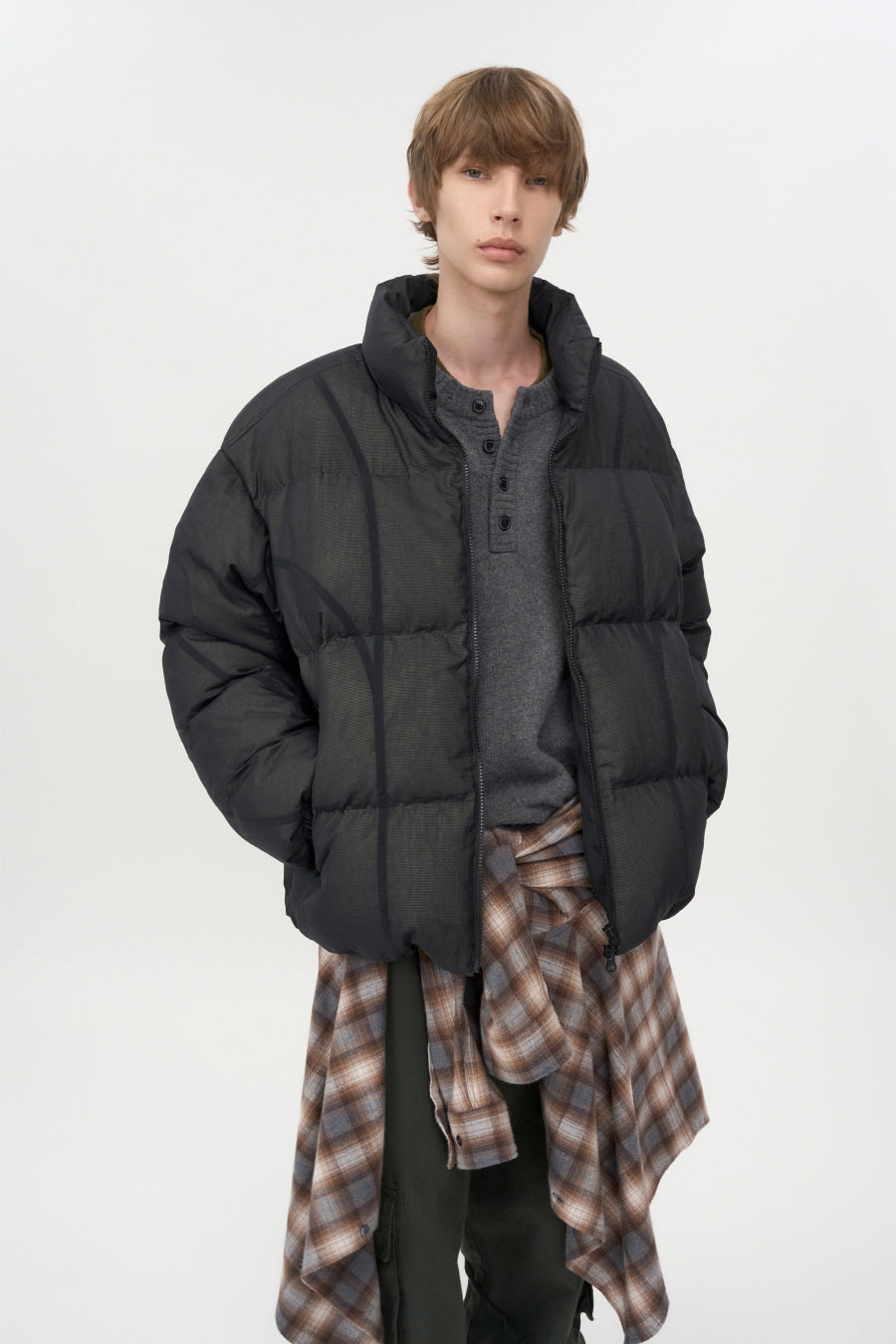 Double layered down jacket BLACK