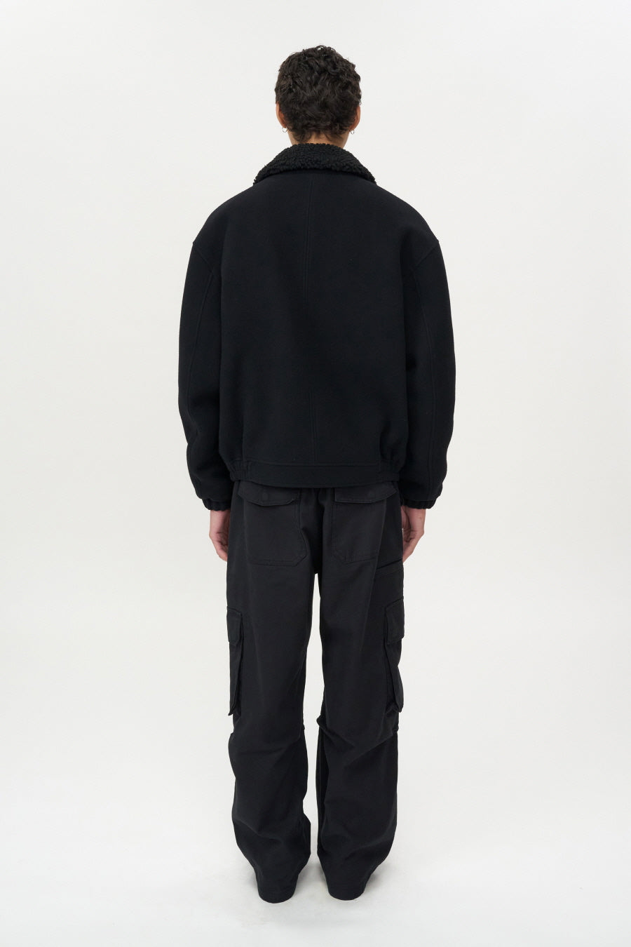 Detachable color cashmere blouson BLACK