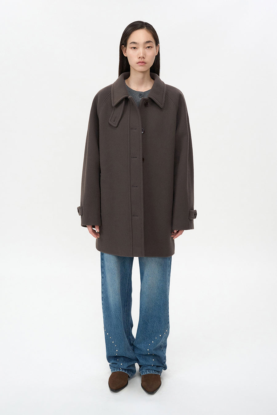 Soft Half Balmacan Coat BROWN