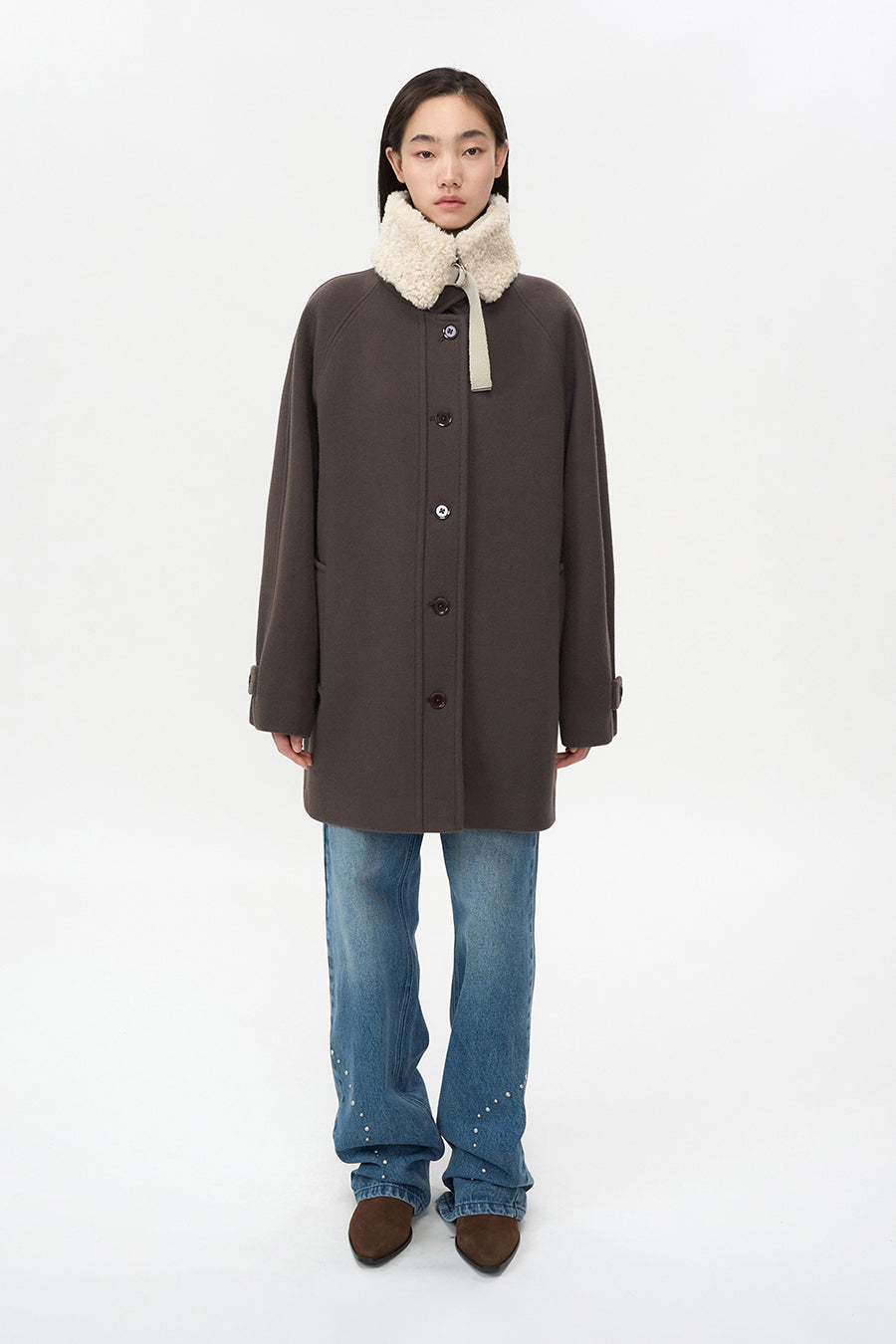 Soft Half Balmacan Coat BROWN