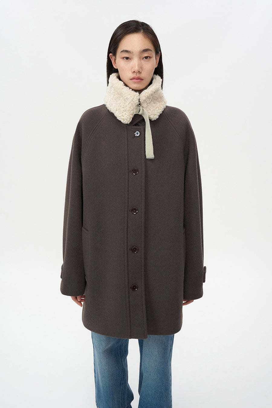 Soft Half Balmacan Coat BROWN