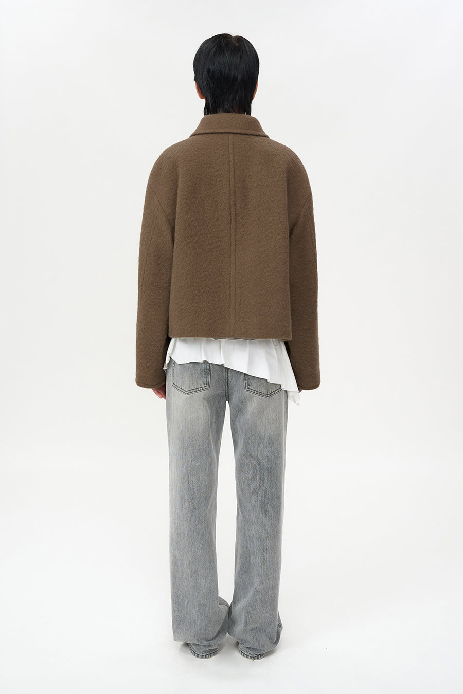 Hairy alpaca half coat CAMEL