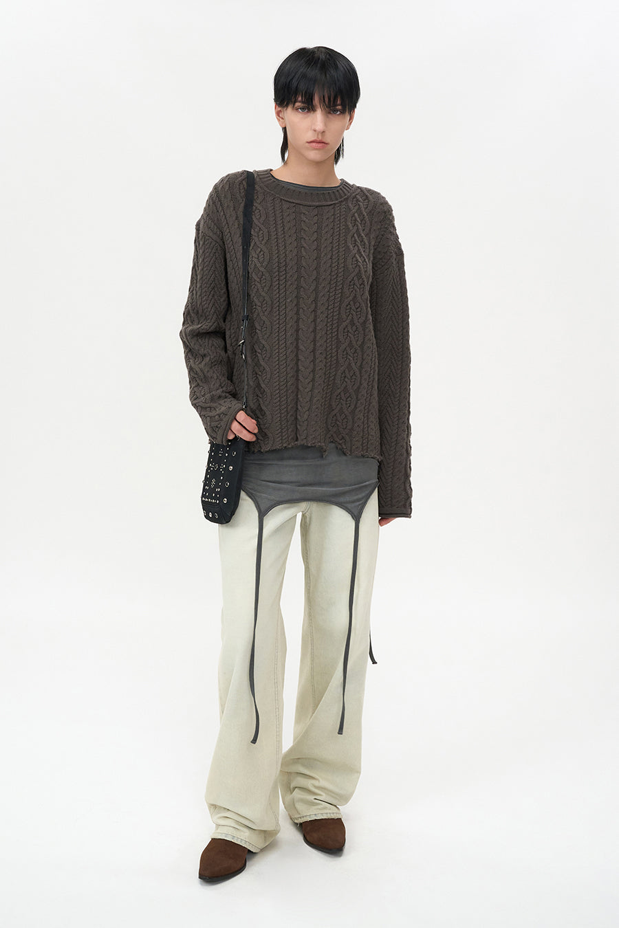 Grunge Fisherman Pullover ASH BROWN