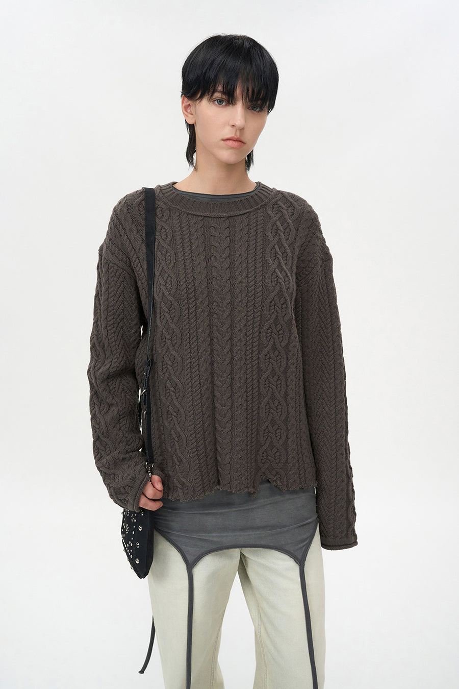 Grunge Fisherman Pullover ASH BROWN