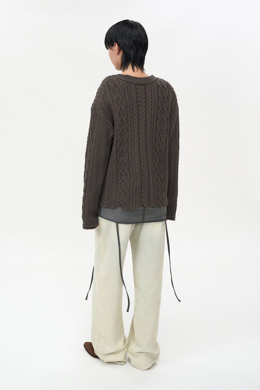 Grunge Fisherman Pullover ASH BROWN