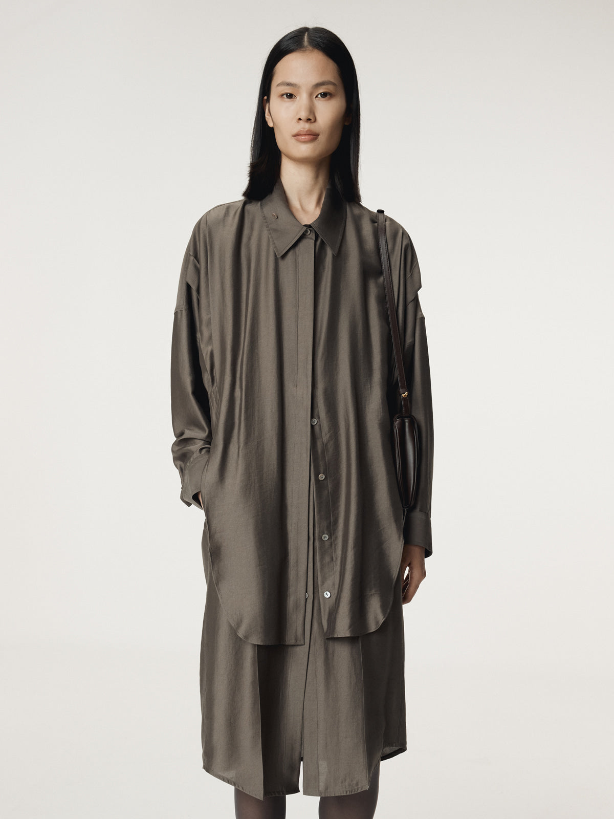 DOUBLE LAYER POINT SHIRT DRESS