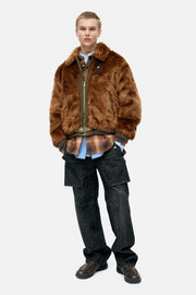 UNISEX FLIGHT FUR BOMBER JACKET awa710u (BROWN)