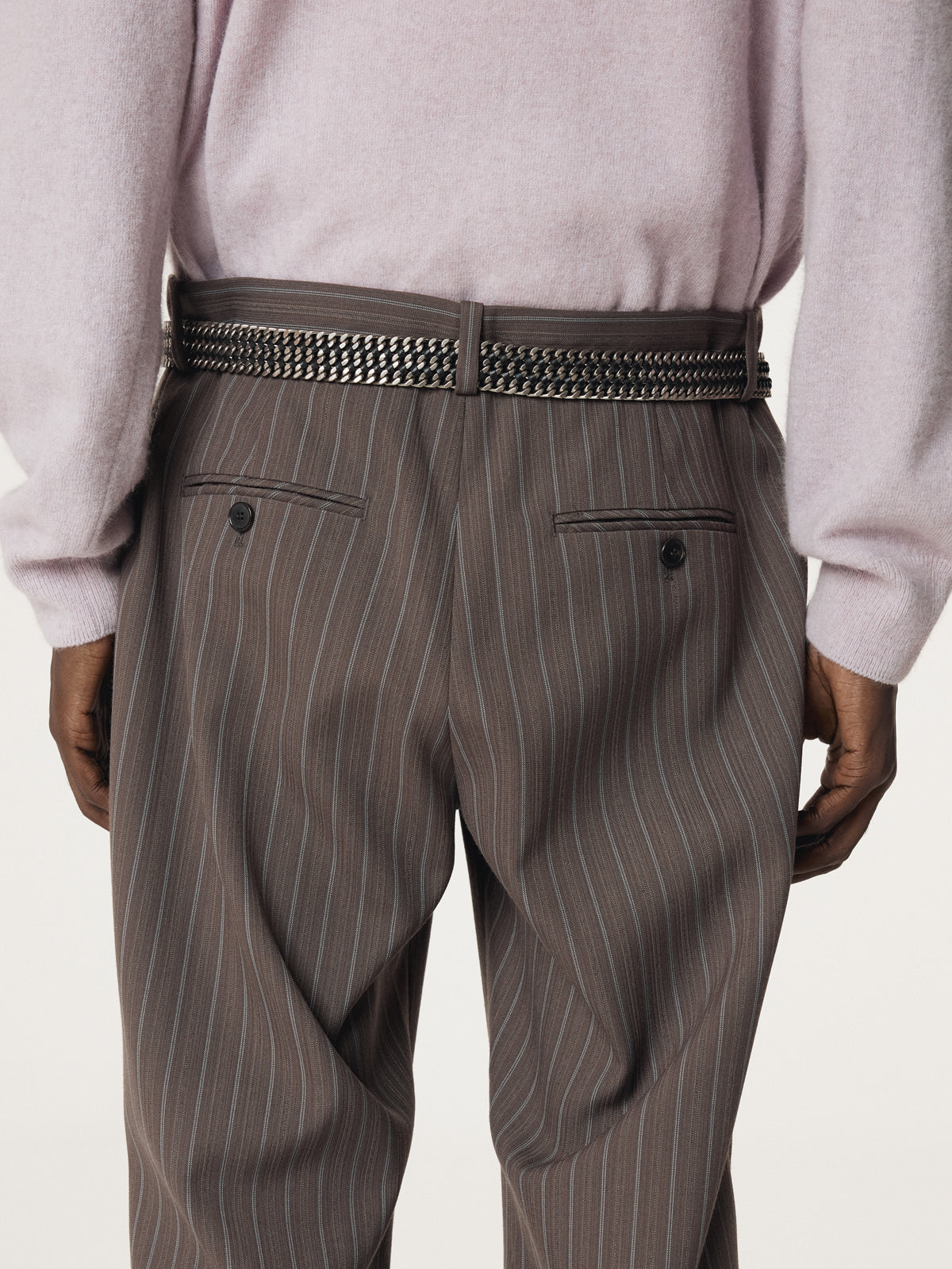 VINTAGE STRIPE FLARE PANTS (SEPIA GREY)