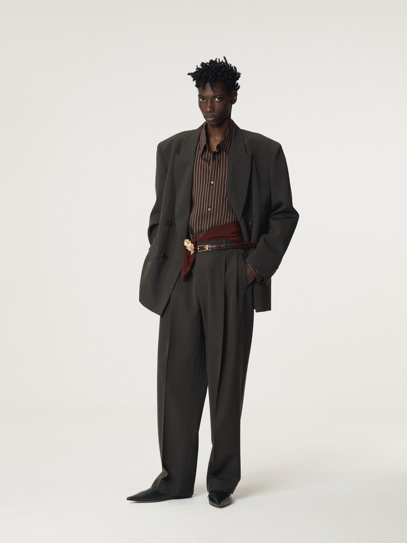 STYRENE DOUBLE BREASTED SUIT JACKET (CHARCOAL GREY)