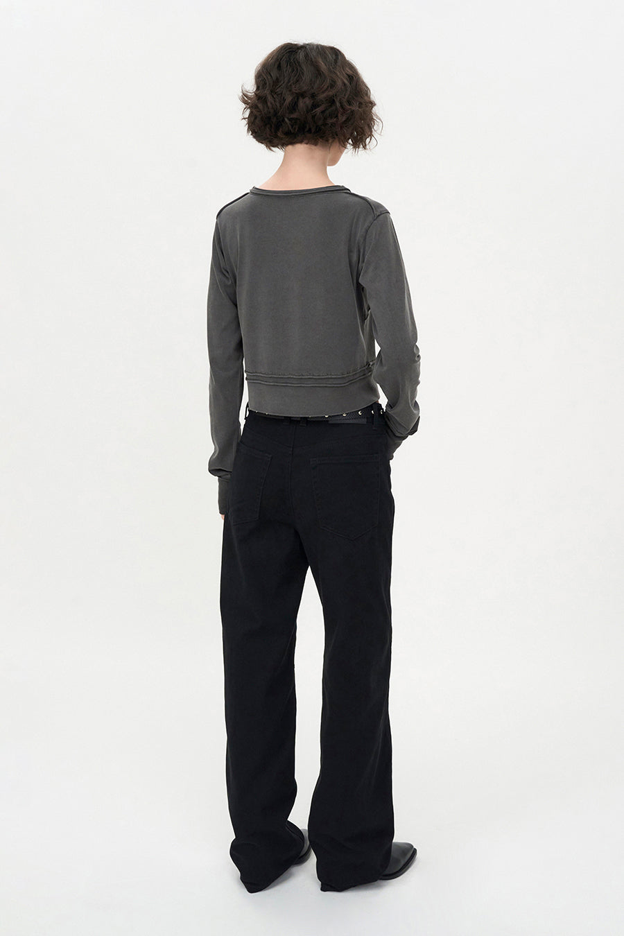 Slim Cutoff Cardigan CHARCOAL