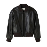VINTAGE EFFECT LEATHER BOMBER (VINTAGE BROWN)