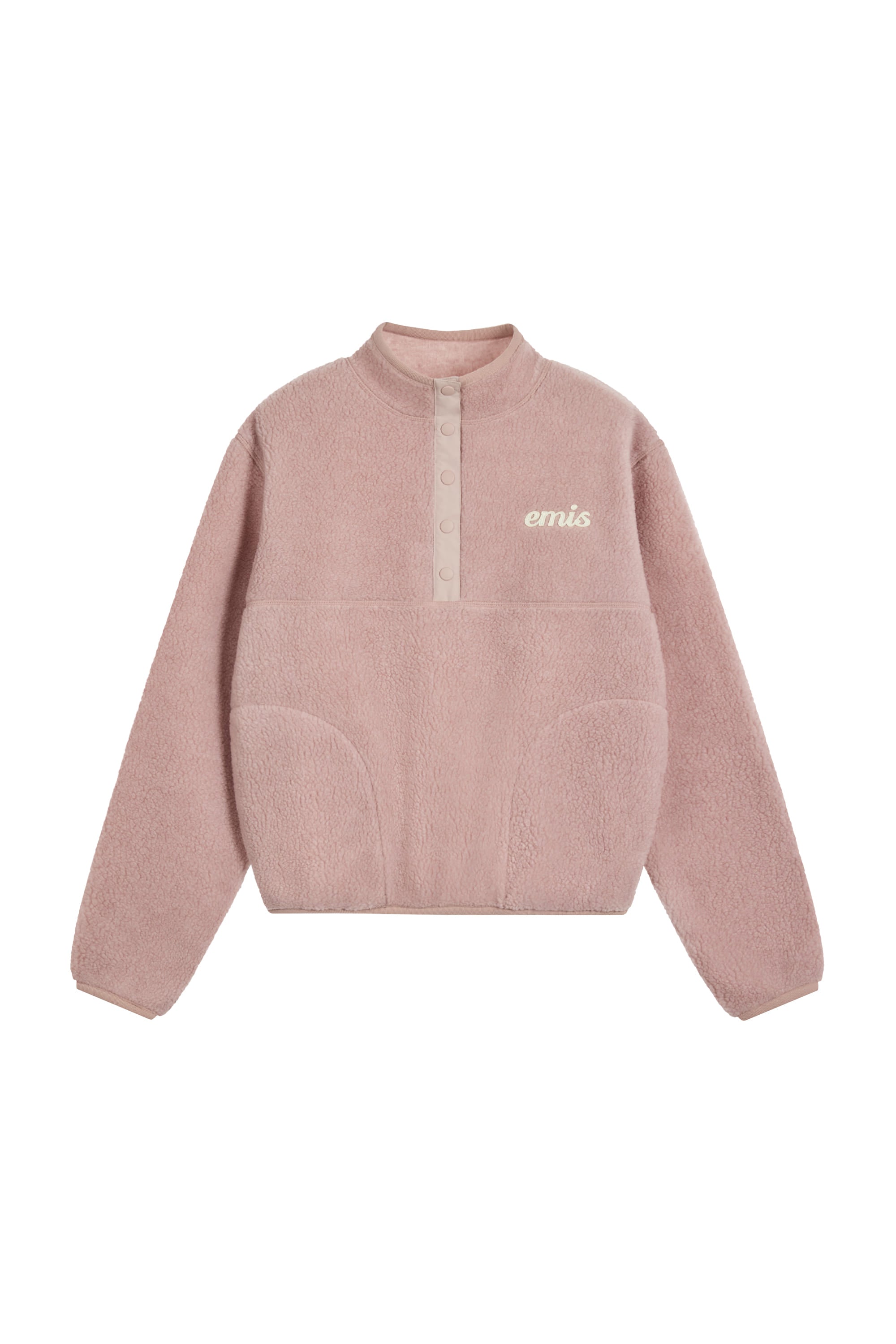 (W) HALF NECK FLEECE TOP-PINK