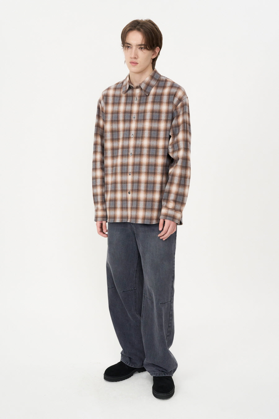 Cotton Flannel Check Shirt BROWN