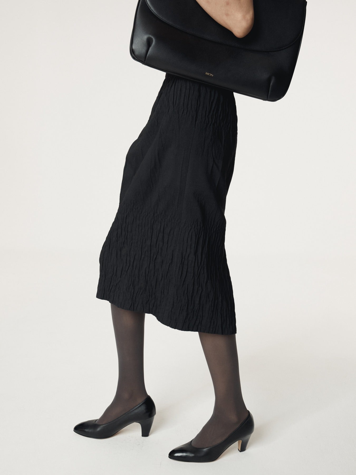 WAVE JACQUARD BANDING SKIRT (BLACK)