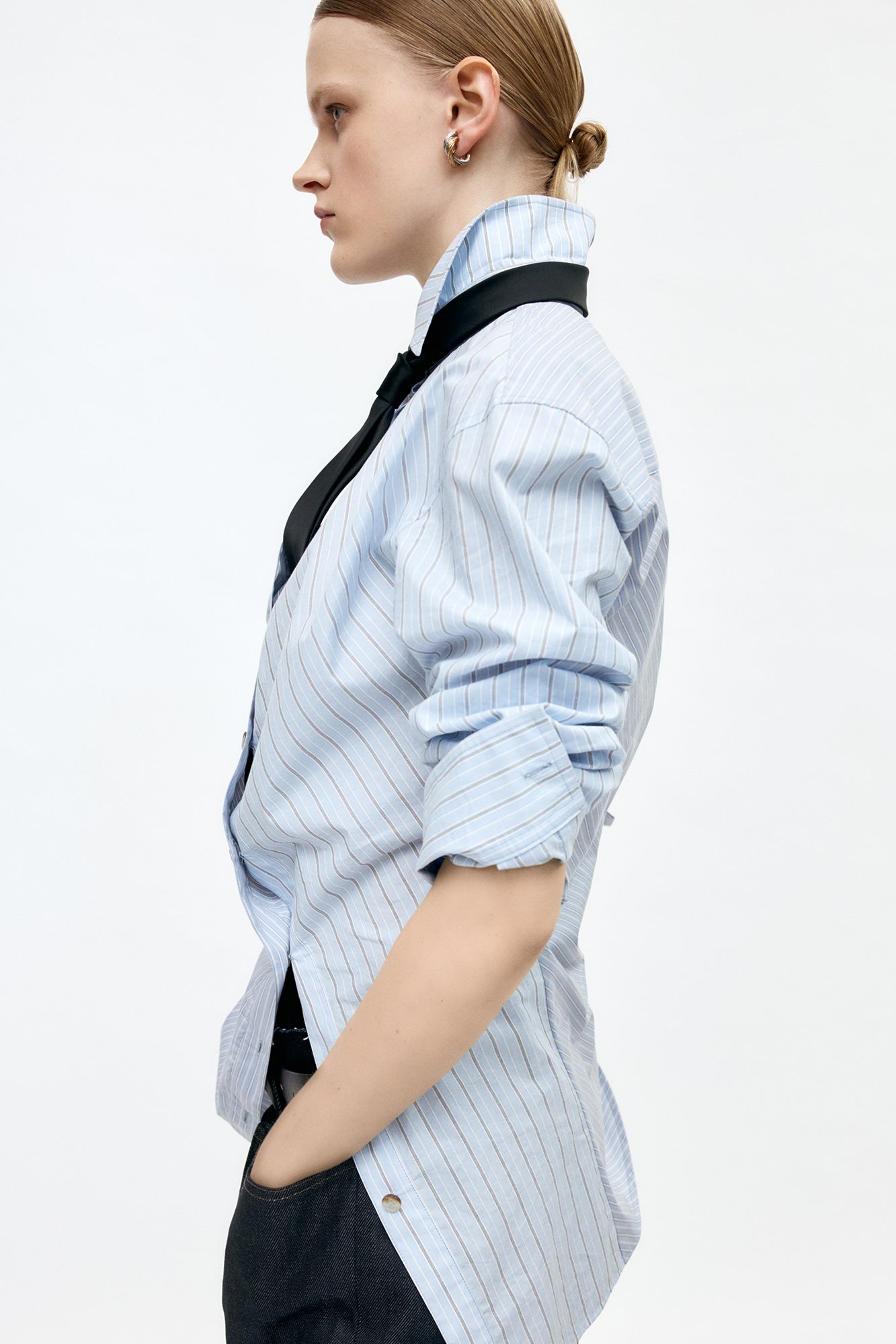 TWIST STRIPE SHIRTS atb1362w(BLUE)