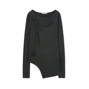 Twist Draping Long Sleeve CHARCOAL