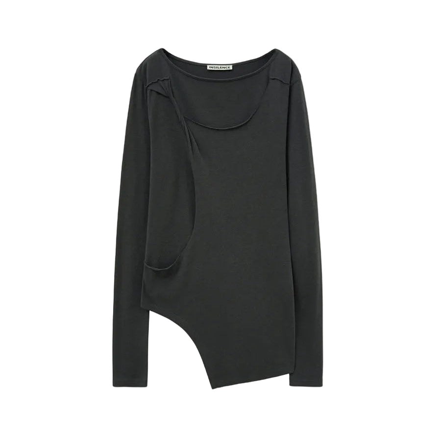Twist Draping Long Sleeve CHARCOAL