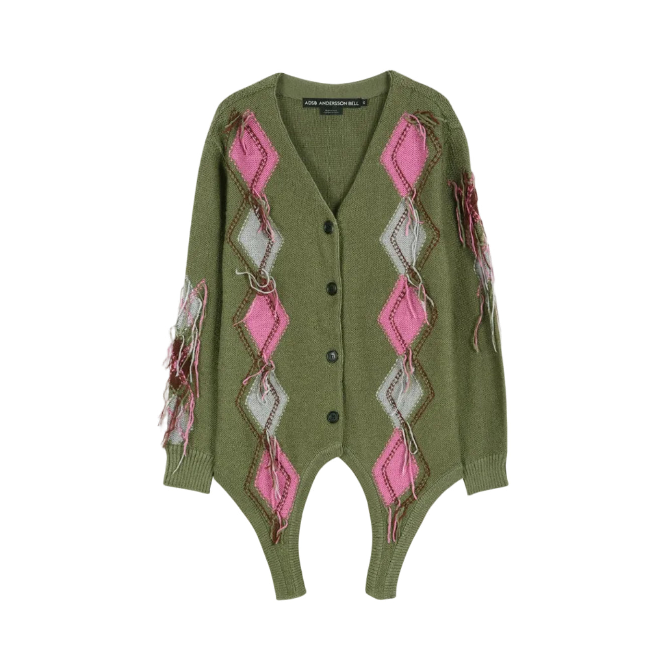 GARTERED ARGYLE CARDIGAN atb1482w (KHAKI)