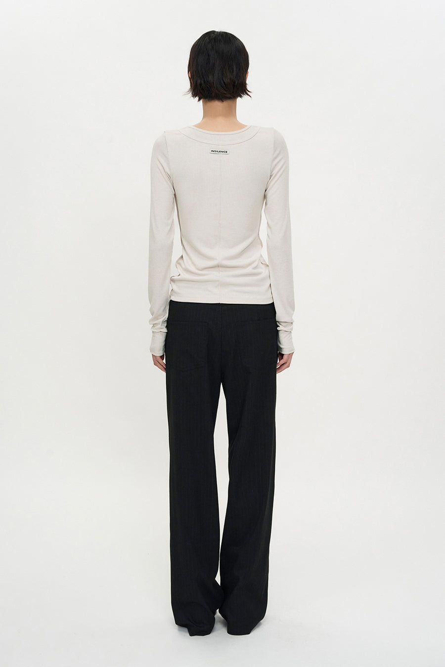 Belted Stripe Pants BLACK