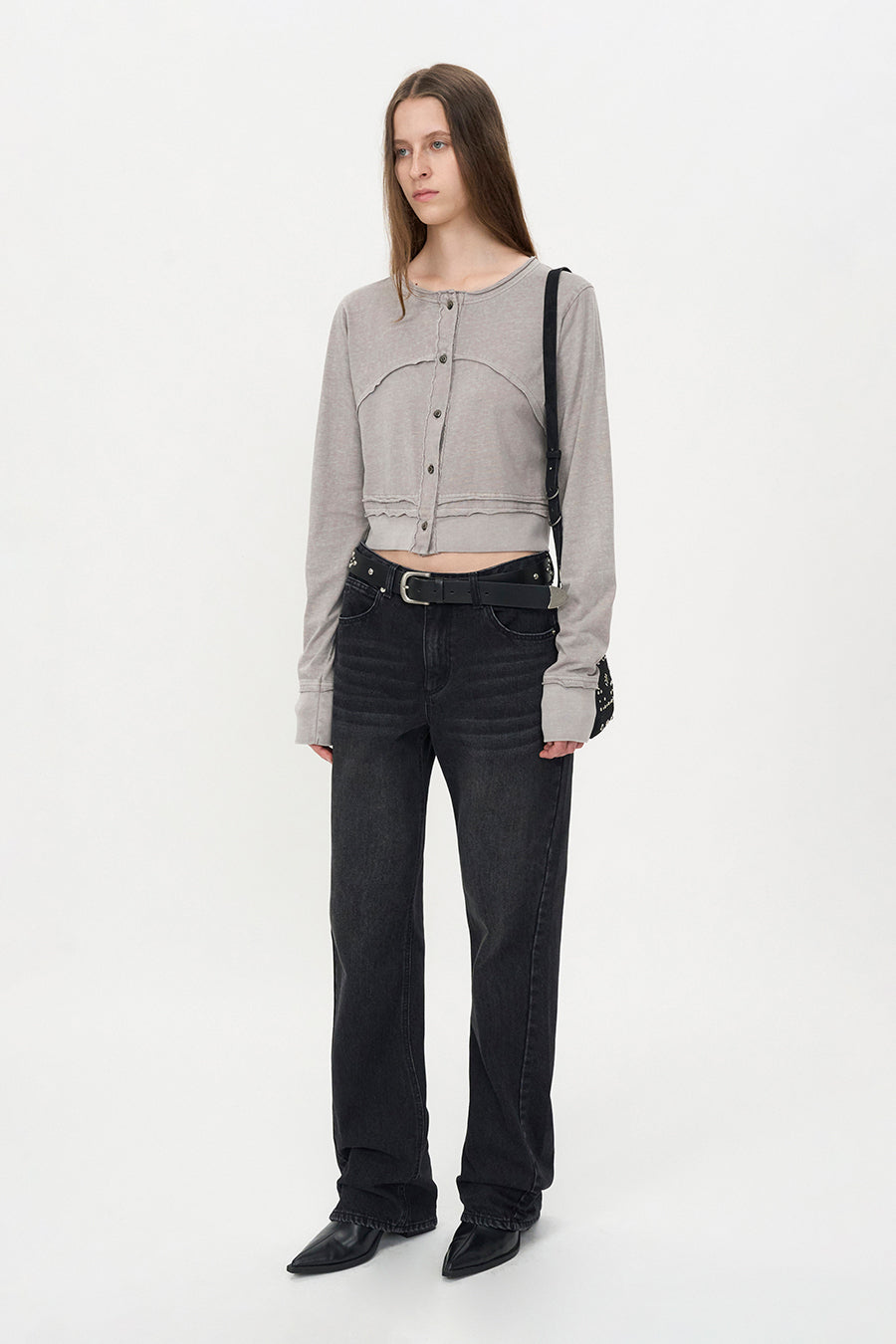 Slim Cutoff Cardigan GREY