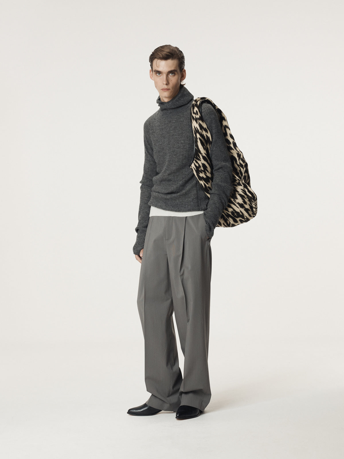 SLIM FIT BALACLAVA KNIT TOP (CHARCOAL GREY)