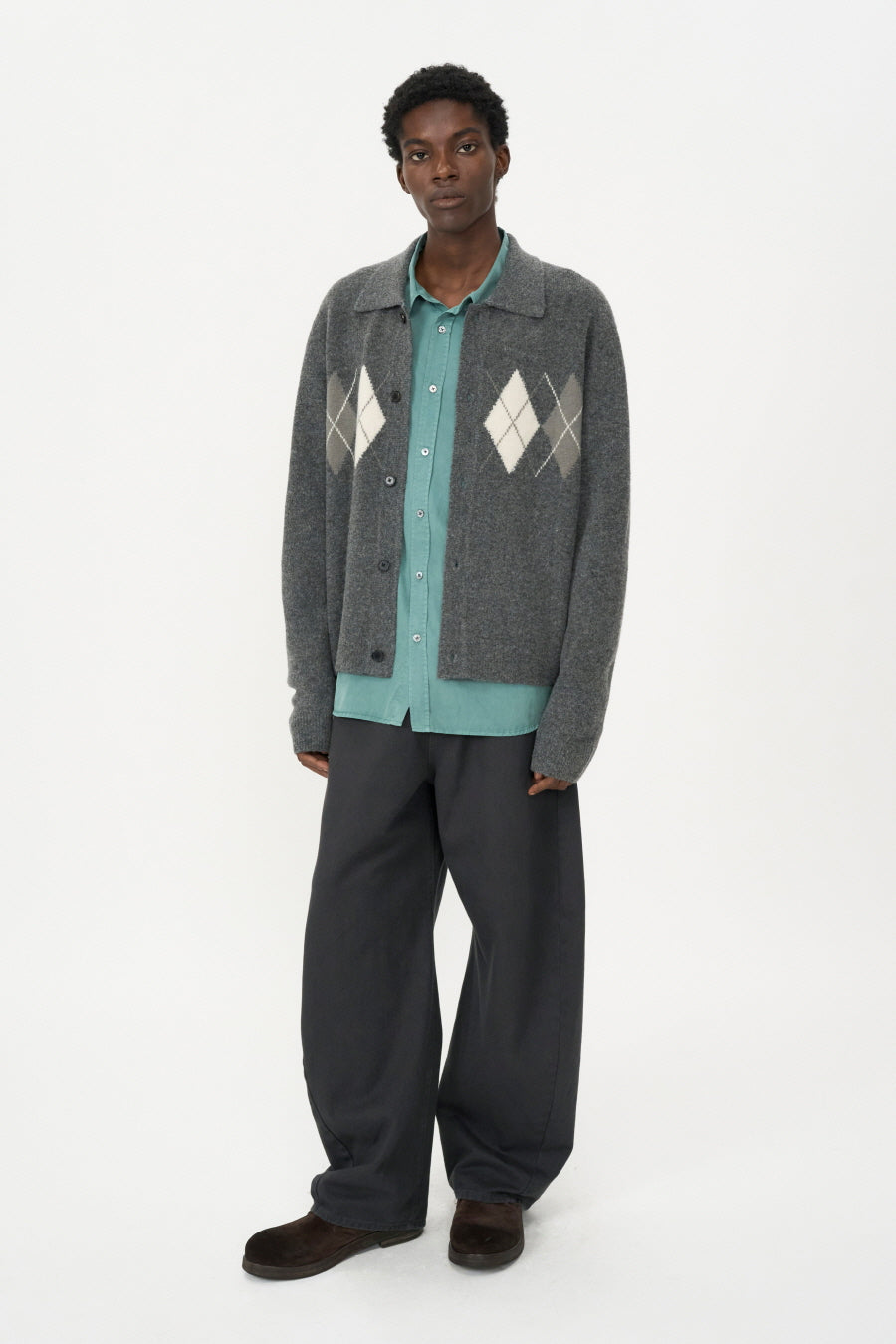 Curved Wide Jeans CHARCOAL