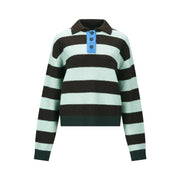 BOLD STRIPE COLLAR SWEATER atb1385w (BROWN/JADE)