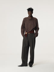 LEA STRIPE SHIRT (RED BROWN)
