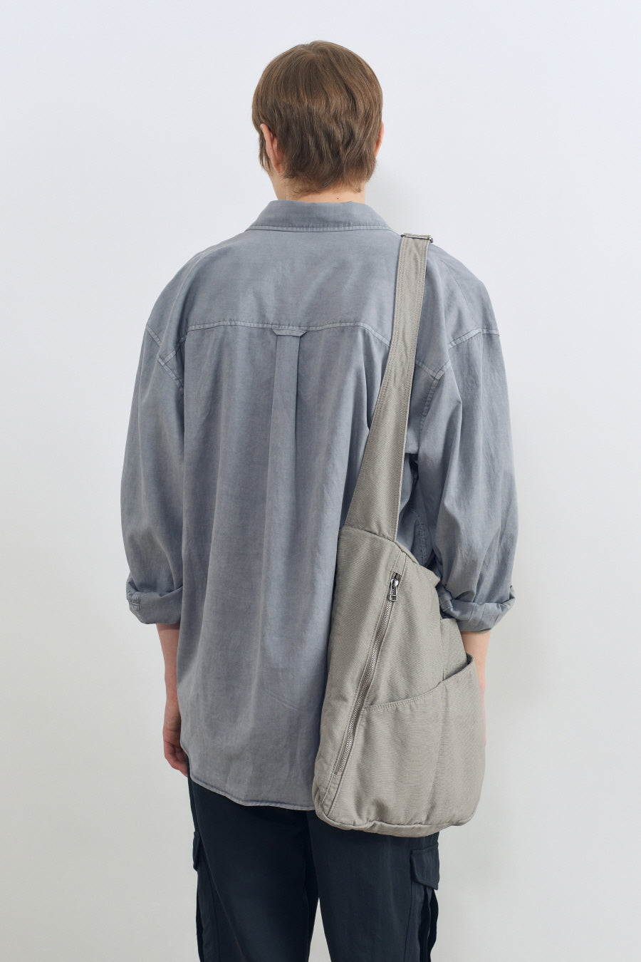 Washed Canvas Crossbody Bag BEIGE