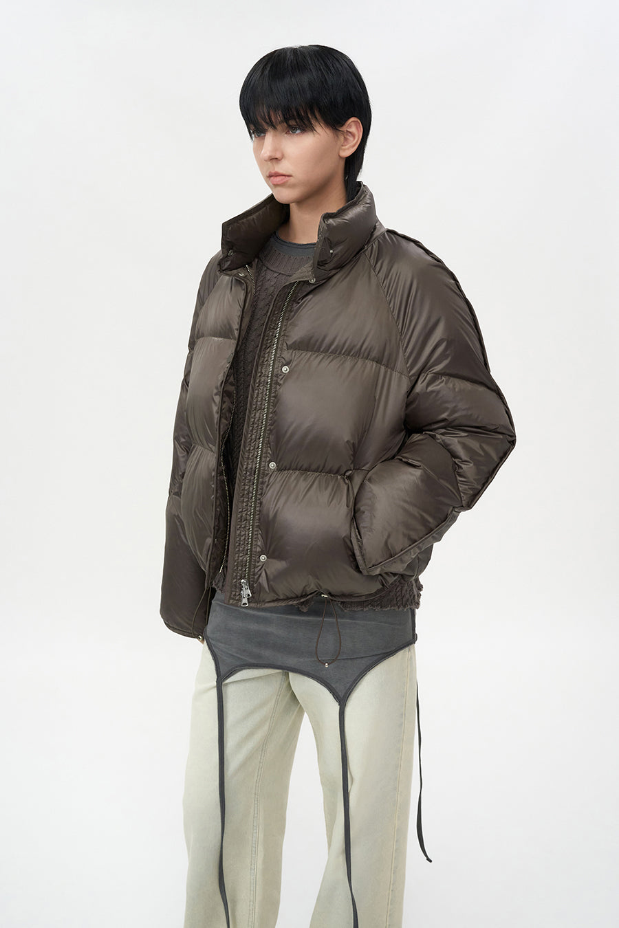 Glossy Goose Down Jacket BROWN
