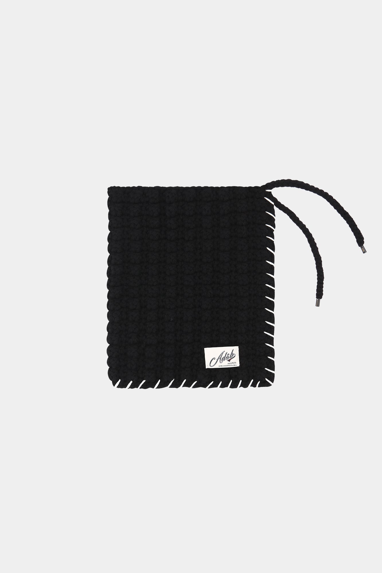 CHUNKY WOOL-BLEND HAND KNITTED SCARF aaa428u (BLACK)