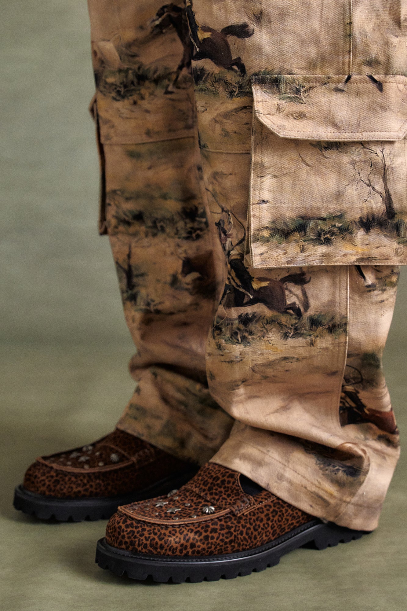 UNISEX WESTERN MARY JANE LOAFERS aaa465u(LEOPARD/BROWN)