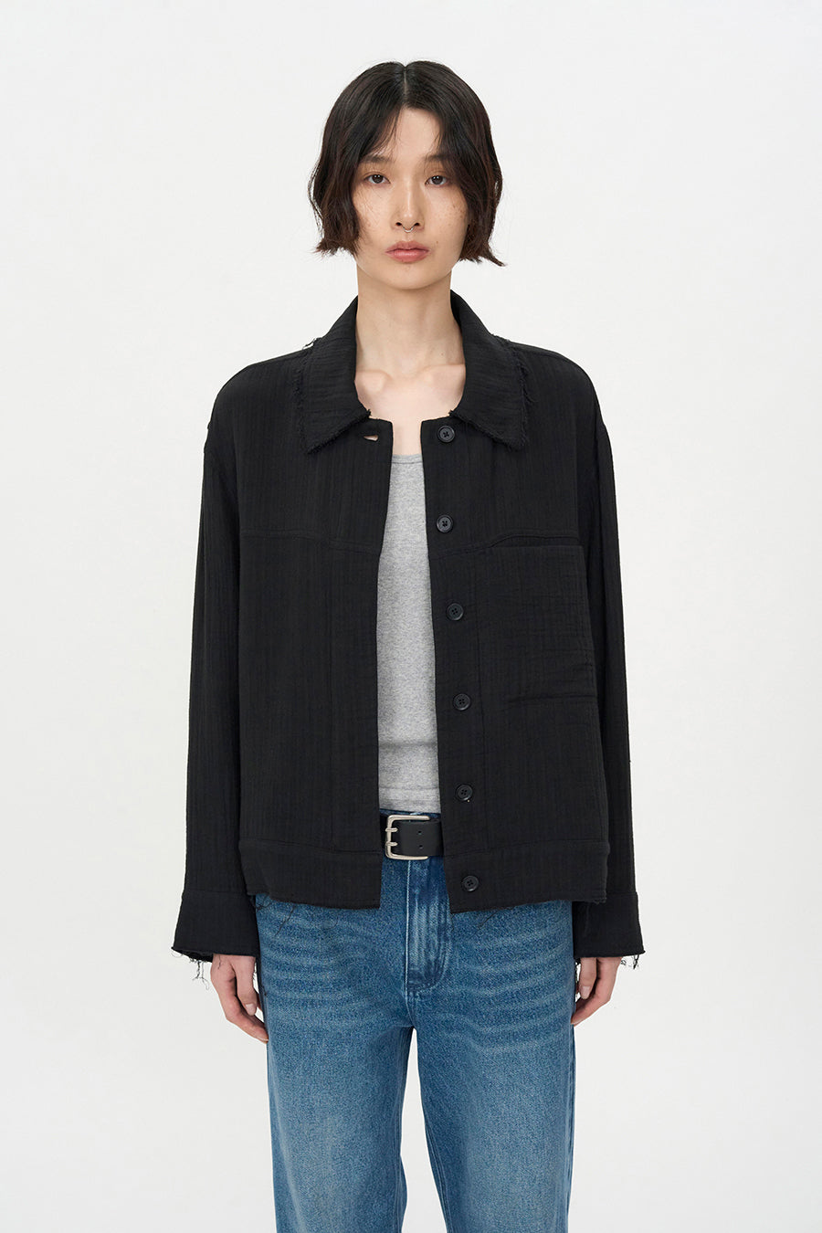 Double Pin Leather Belt BLACK