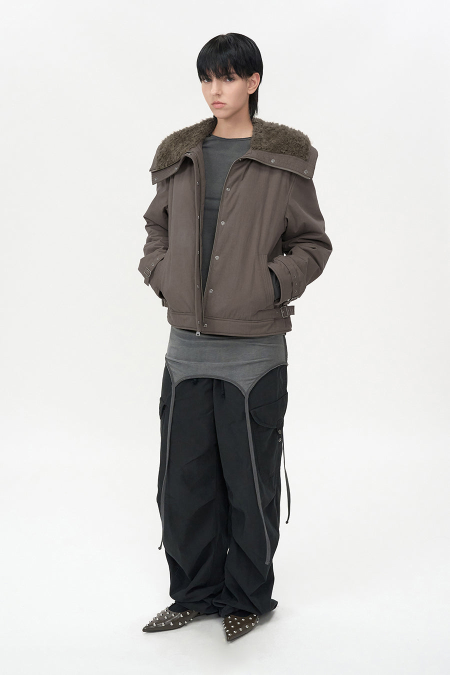 Spread Fur Color Jumper BROWN