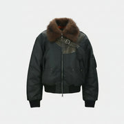 FUR COLLAR LEATHER PATCH MA-1 BOMBER