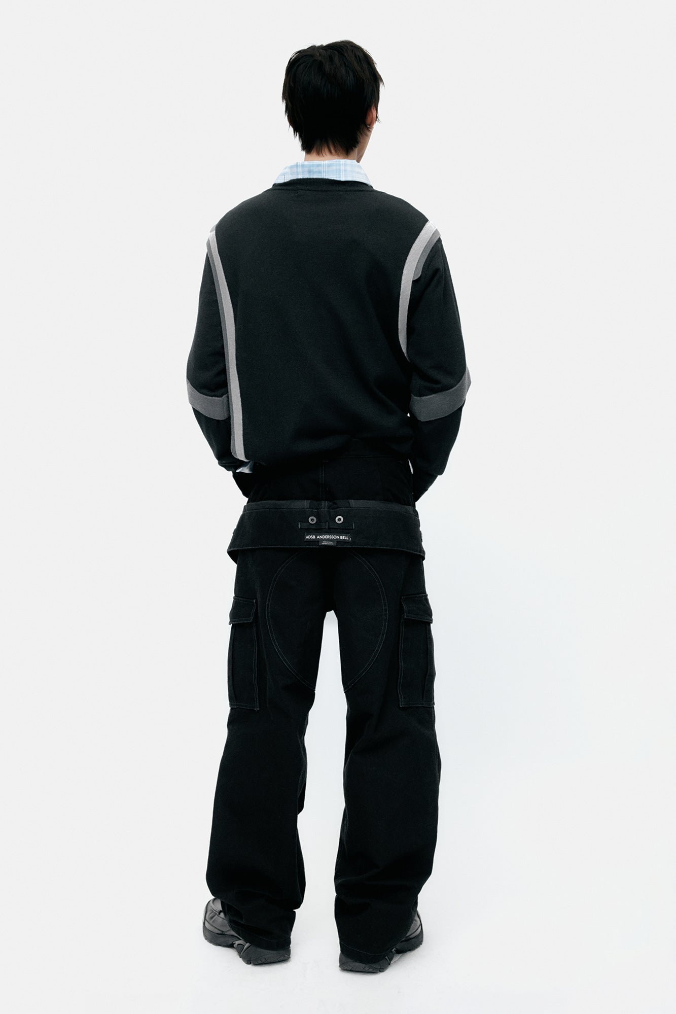 LAYERED CREWNECK SWEATER atb1334m(BLACK)