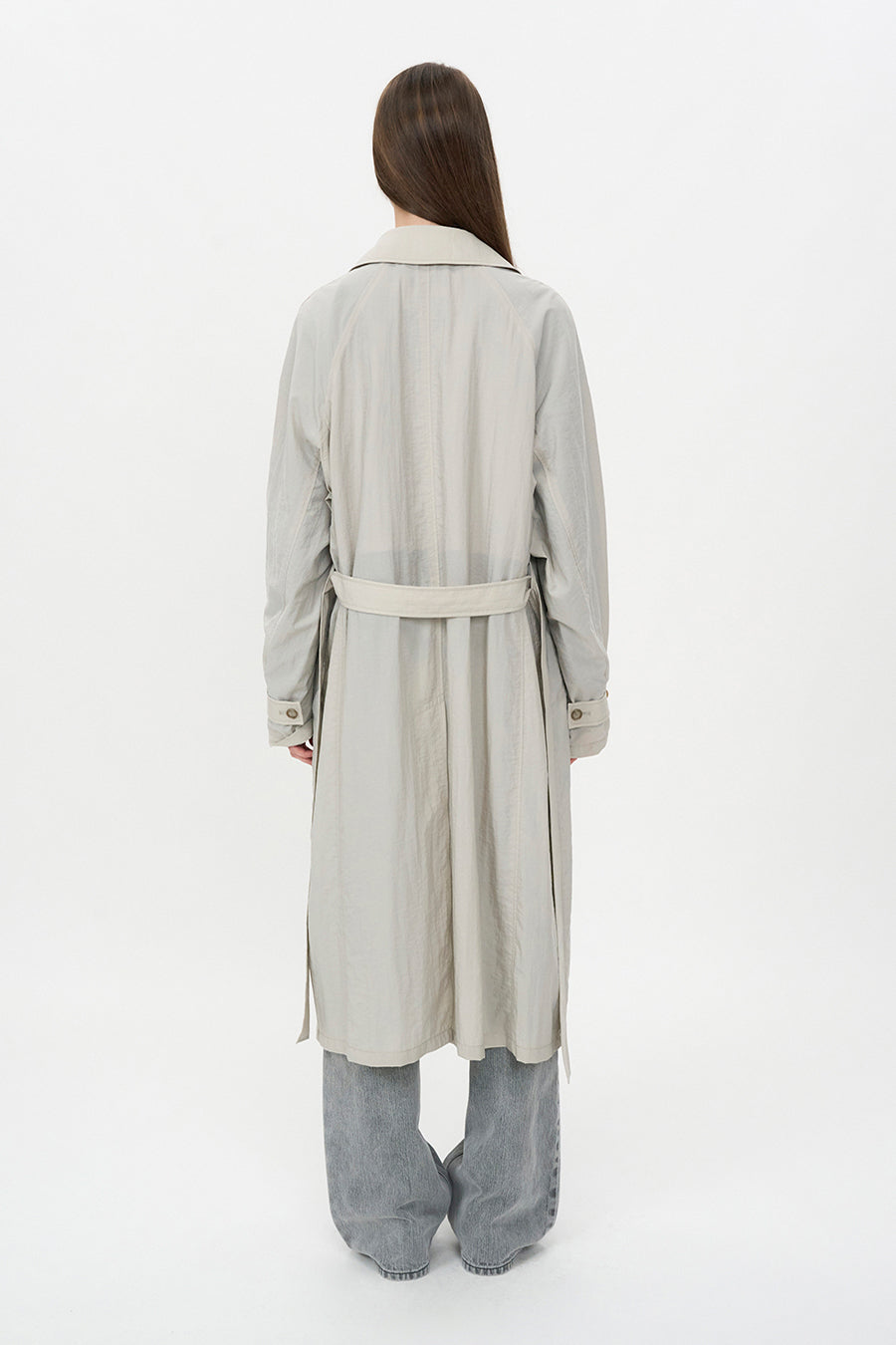 Sheer Nylon Trench ASH BEIGE