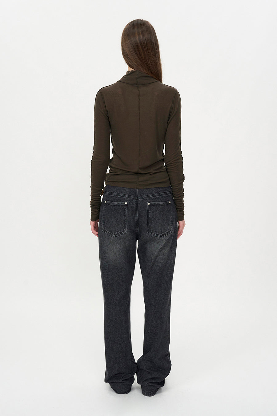 Line Point Turtleneck KHAKI BROWN