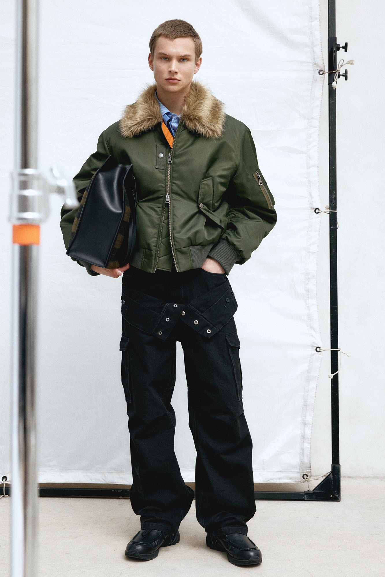 [Restock] UNISEX DOUBLE WAIST WORK WIDE-LEG JEANS apa834u(BLACK)